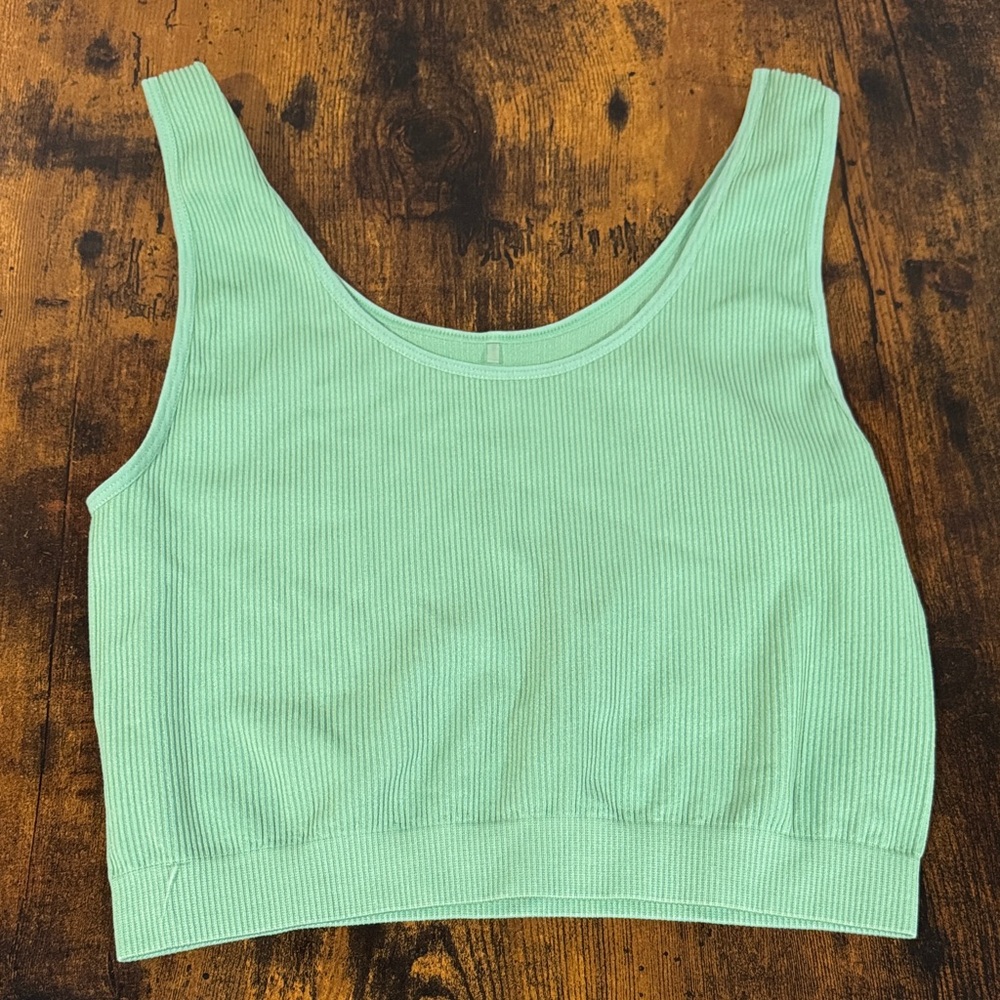 Mint Green Ribbed Crop Top